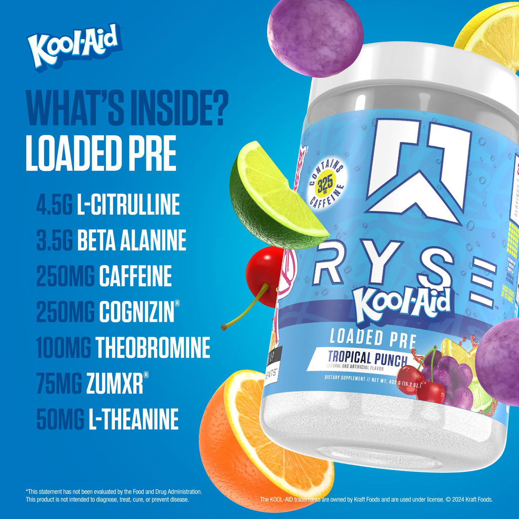 Pre Workout Powder Tropical Punch 300mg Caffeine 30 Servings G4880