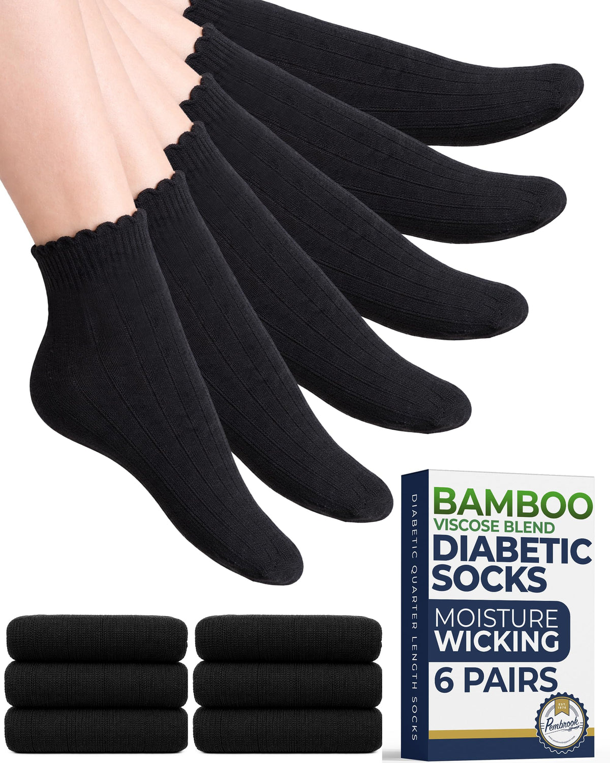 Knit Bamboo Viscose Diabetic Socks 6 Pairs F232898