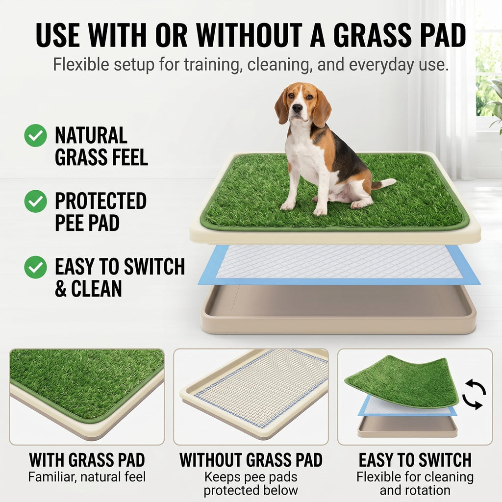 Dog Grass Pad with Tray, 2 Washable Grass Pads U629