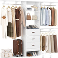 8FT White Wood Closet Organizer System with Drawer D4111