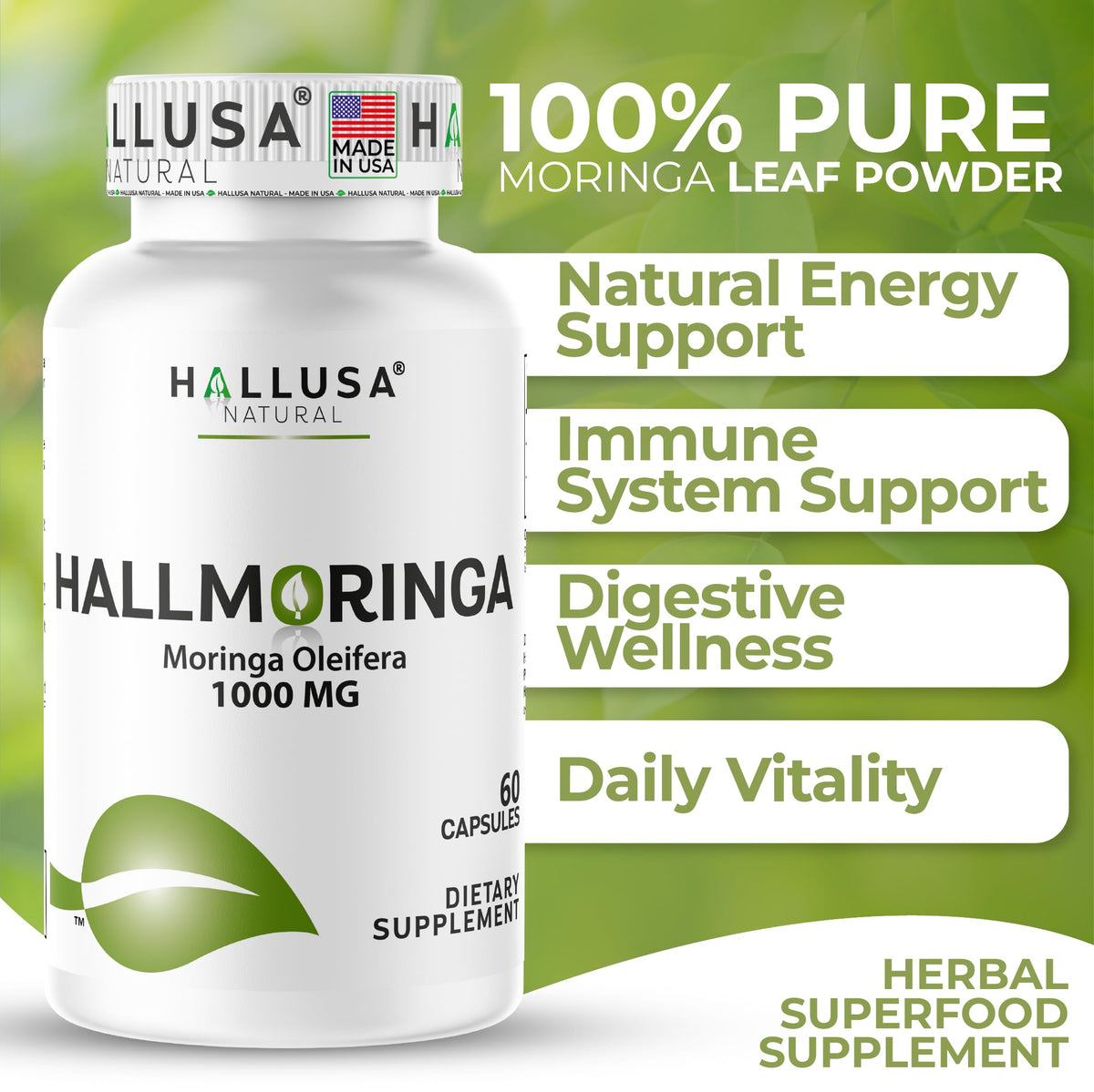 Moringa Oleifera Leaf 1000mg 60 Capsules E531787