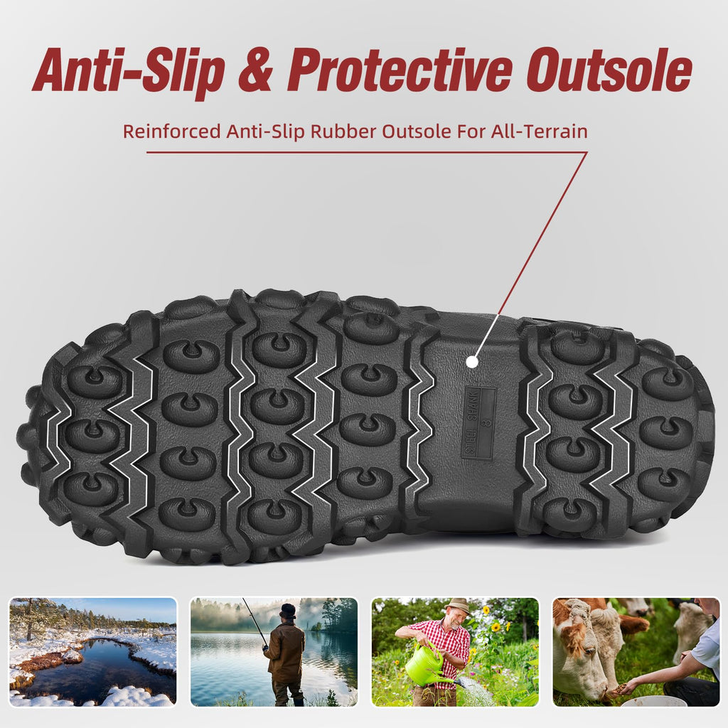 6mm Neoprene Insulated Mid Calf Waterproof Rubber Work Boots X64354