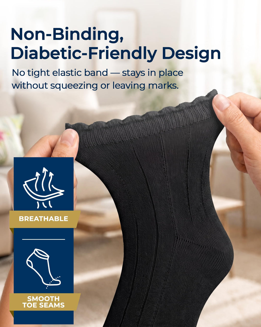Knit Bamboo Viscose Diabetic Socks 6 Pairs F232898