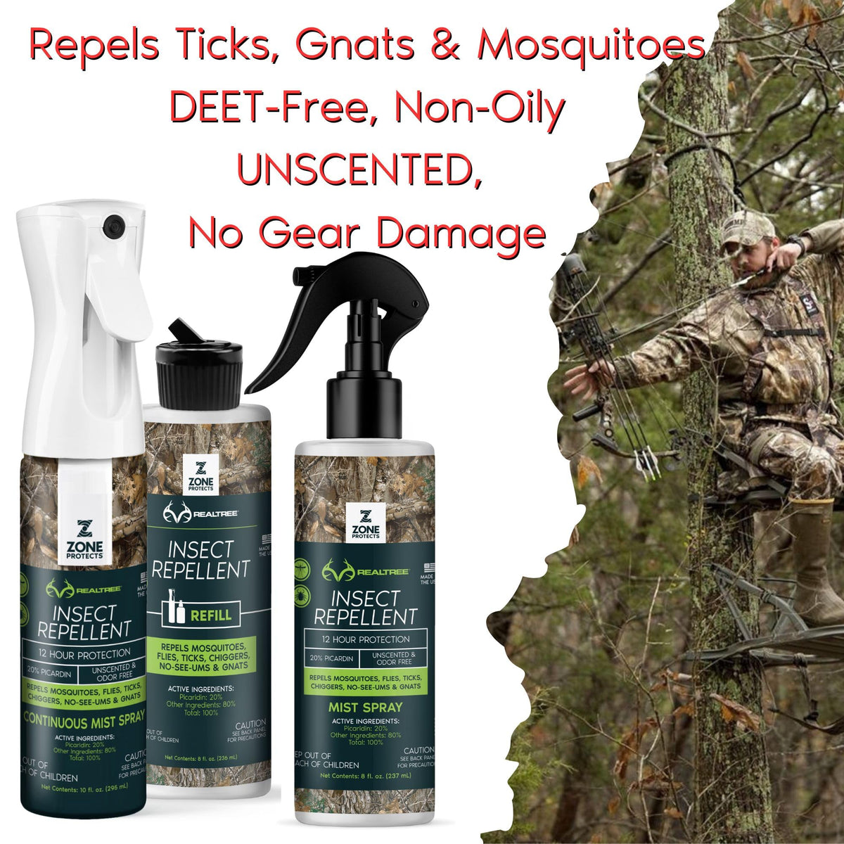 10oz Continuous Spray + 8oz Refill DEET-Free Unscented Insect Repellent G113