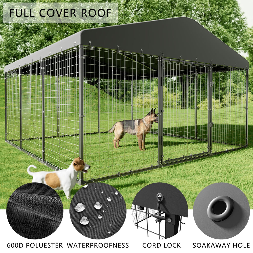 10x10x6 FT Heavy Duty Dog Kennel with Roof Q106