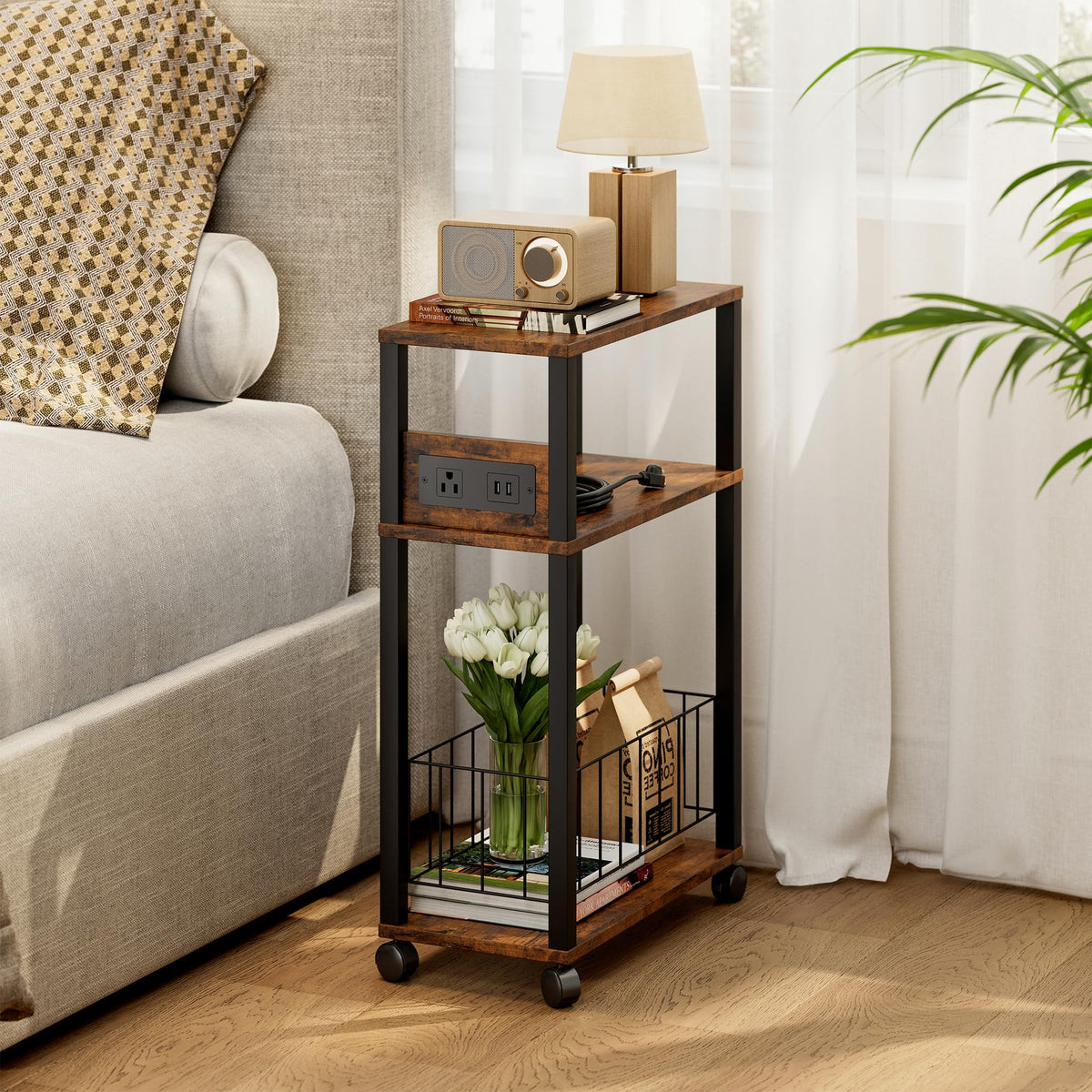 Rolling Side Table with Wheels L245827