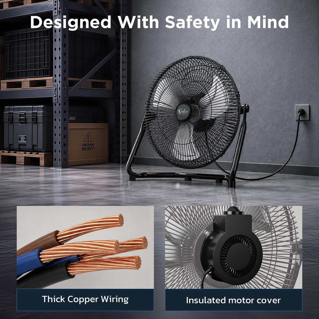 20" 3-Speed High Velocity Industrial Floor Fan, 2 Pack V6673