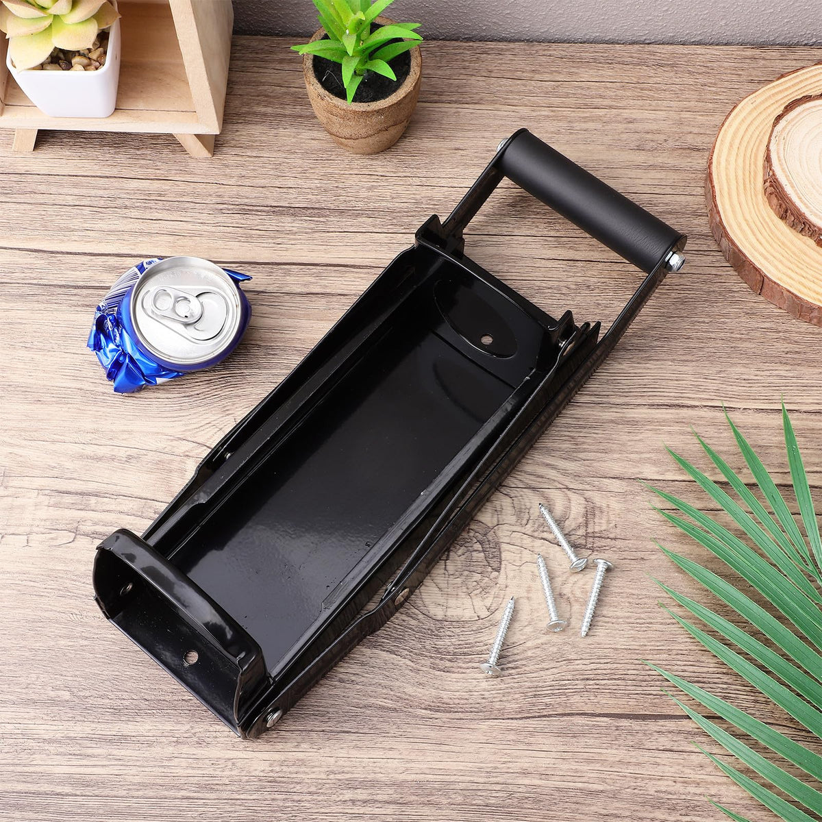 Heavy Duty Wall Mounted Stainless Steel Can Crusher with Built-in Bottle Opener N289281