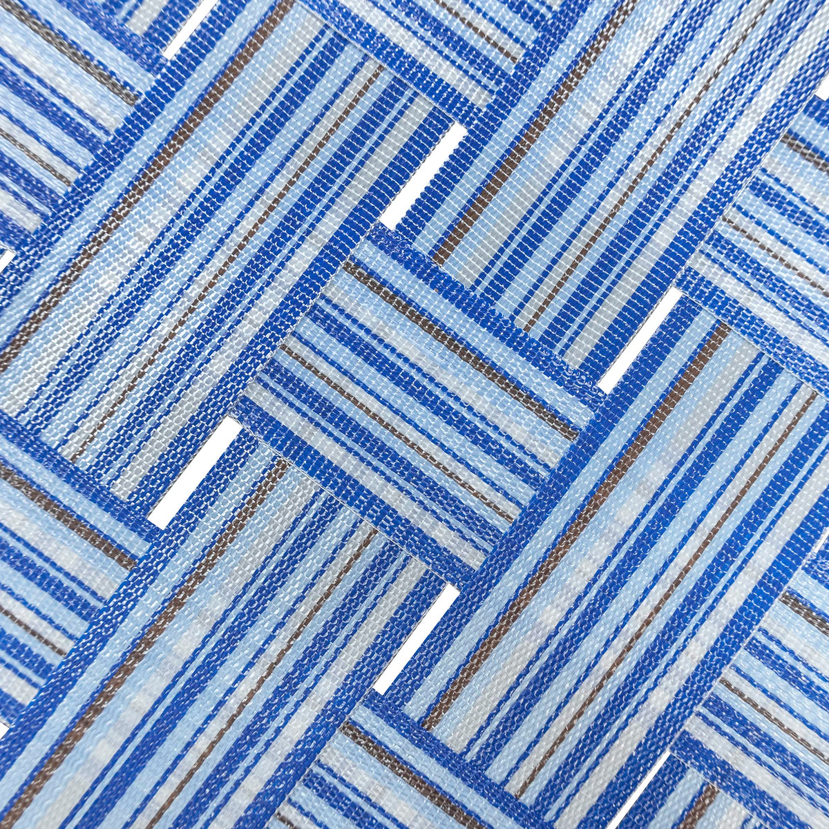 Folding Patio & Lawn Chairs Steel Frame Blue Woven Fabric Wooden Armrests Pack of 2 S982