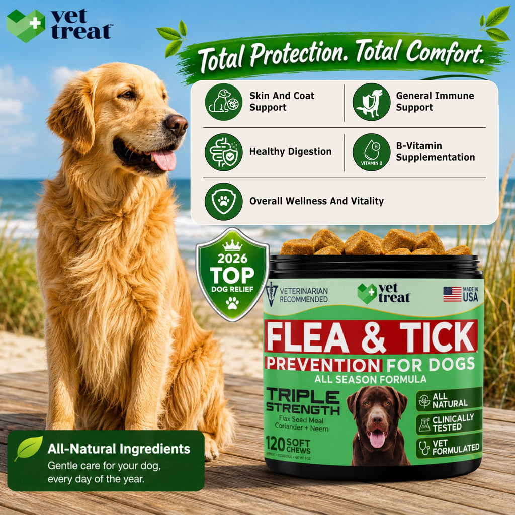 Flea and Tick Chewables for Dogs Chicken 120 Soft Treats S7111
