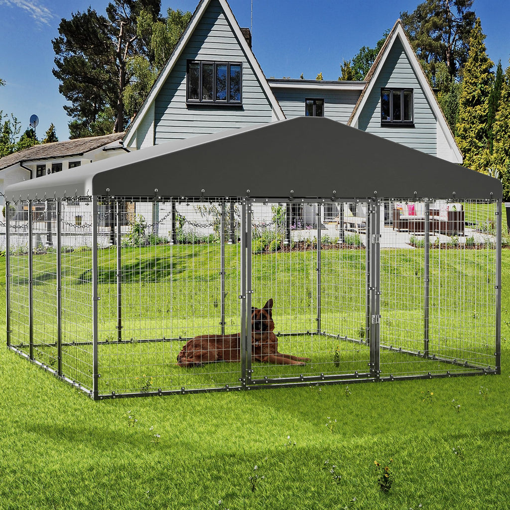 10x10x6 FT Heavy Duty Dog Kennel with Roof Q106